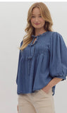 Denim Blouse Tie Front