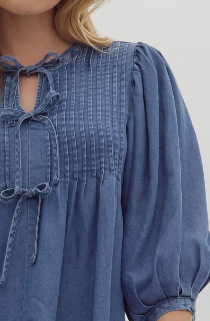 Denim Blouse Tie Front