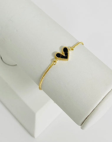 Heart Adjustable Bracelet Black