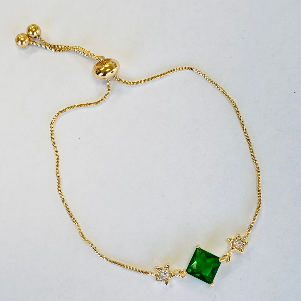 Vani Green Stone Slider Bracelet