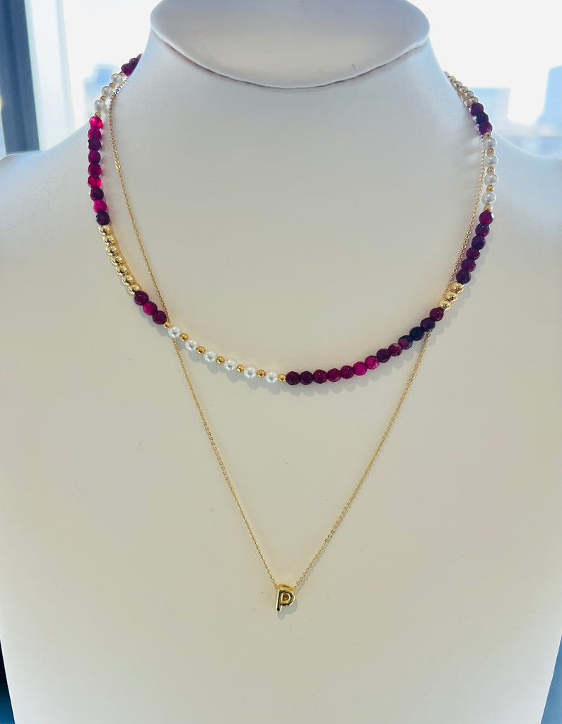 Red Bead and Pearl Necklace