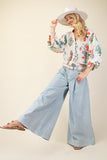 White Boho Print Blouse CW