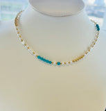 Turquoise Bead and Pearl Necklace