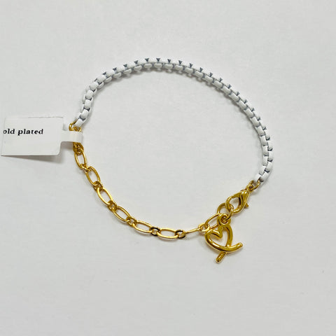 Vani White Chain Bracelet Heart