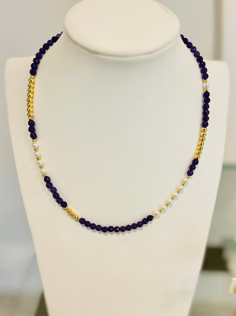 Black Bead and Pearl Necklace