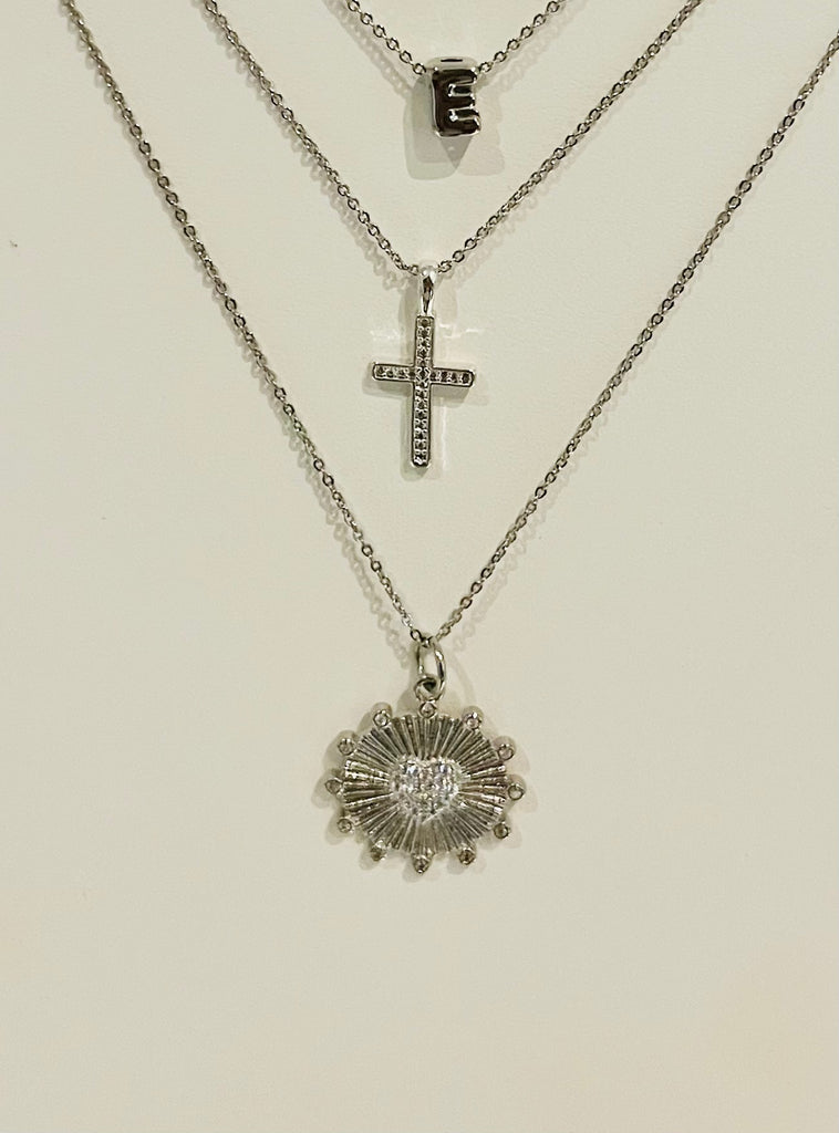 Silver Crystal Heart Necklace