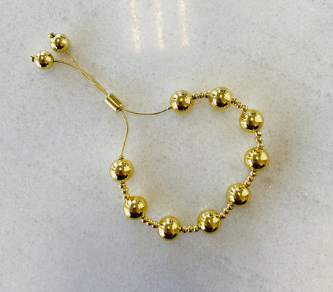 Gold Round Bead Bracelet Adjustable