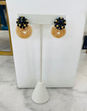 Black Beaded Gold Coils Earrings