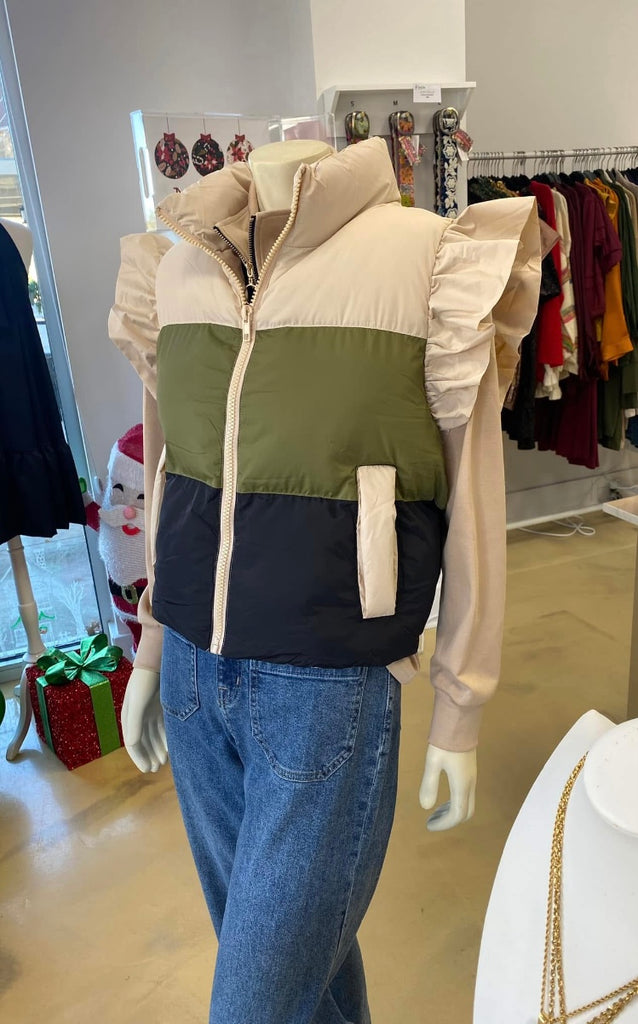 Puffer Vest Ruffle Sleeve CW