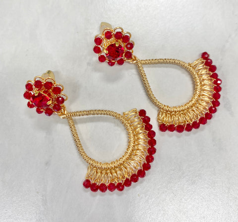 Red and Gold Statement Earrings