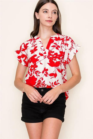 Red Tropical Top CW