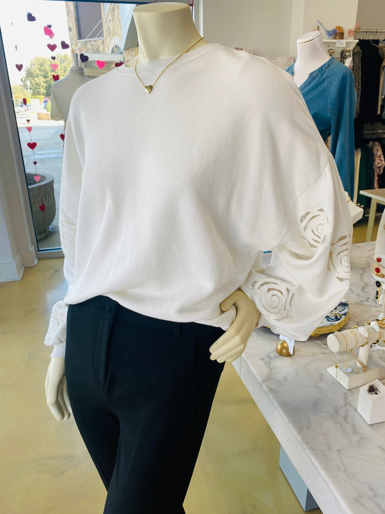 White Rose Sleeve Sweatshirt CW