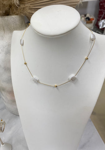 Pearl and Gold Bead Necklace