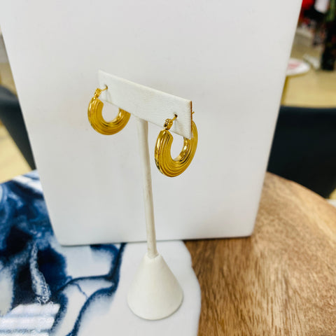 Gold Disk Hoop Earrings