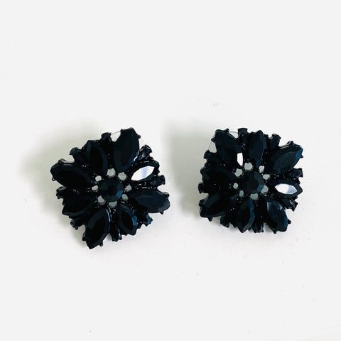 Black Jeweled Square Earrings