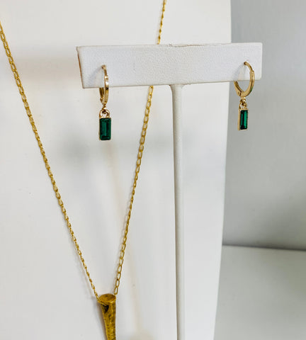 Green Huggie Earrings