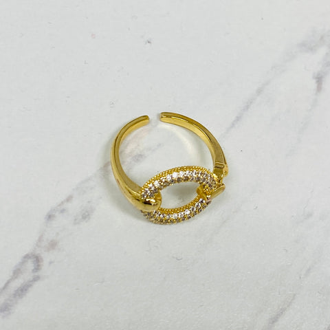 Gold and Crystal Circle Ring