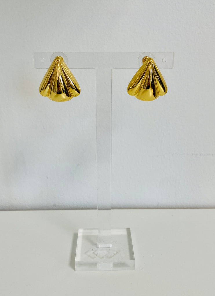 Gold Fan Chunky Earrings