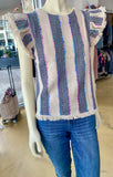 Pattern Stripe Knit Fringe Top CW