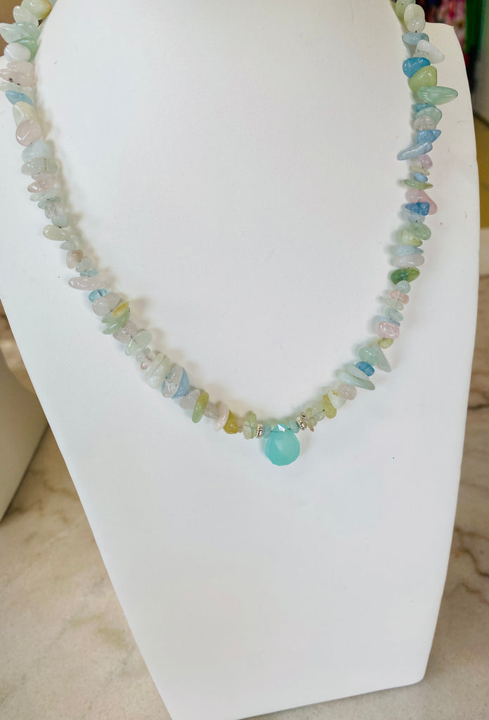 BS Morganite Blue Chalcedony Necklace