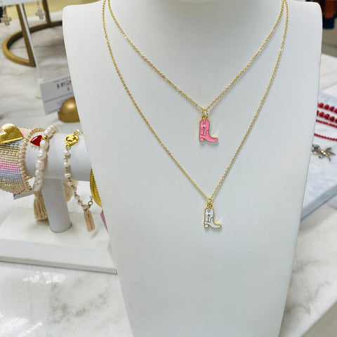 Cowboy Boot Necklace Gold
