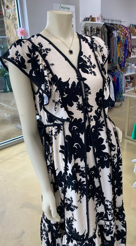 Black and Cream Midi Dress CW