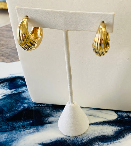 Gold Hoop Textured Earrings