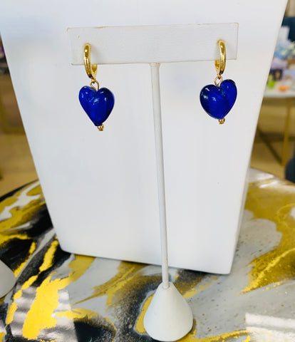 Blue Heart Earrings