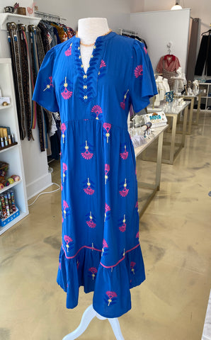 Blue Embroidered Maxi Dress CW