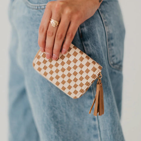Woven Wallet CW *black, white, tan, checkered
