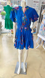 Blue Floral Puff Sleeve Dress CW