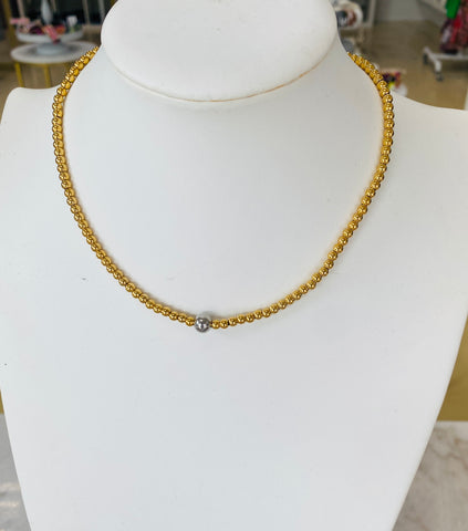 Gold and Silver Bead Necklace