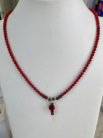 Coral Agate Drop Necklace