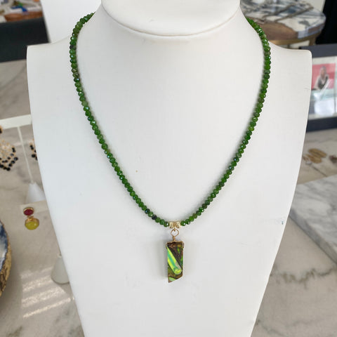 Green Ammonite Drop Necklace