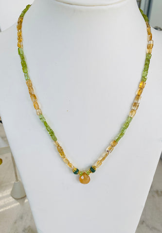 Citrine & Peridot Drop Necklace