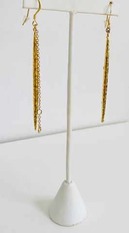 Gold Bar and Chain Earrings