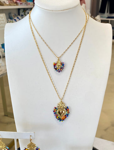 Vani Beaded Heart Gold Necklace