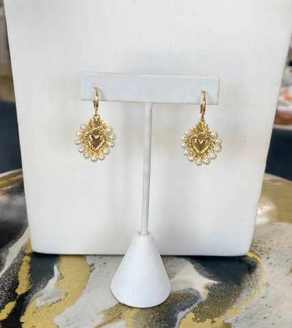 Vani Pearl Beaded Heart Earrings