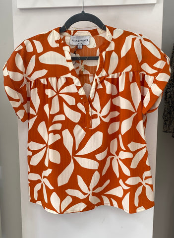 Orange Cream Print Blouse CW
