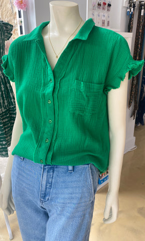 Green Gauze Collared Shirt CW