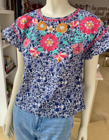 Blue Embroidered Blouse CW