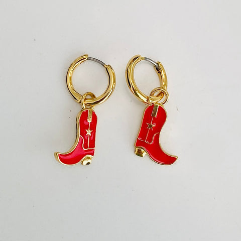 Red Cowboy Boot Earrings