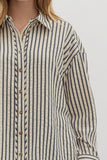 Entro Navy Striped Button Up Top CW