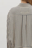 Entro Navy Striped Button Up Top CW