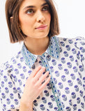 Mary Square Navy & Green Print Dress CW