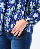 Mary Square Blue Ikat Blouse CW