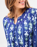 Mary Square Blue Ikat Blouse CW