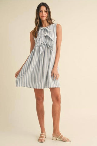 Annie Wear Blue and White Striped Bow Dress CW