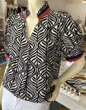 THML Black and White Print Puff Sleeve Top CW