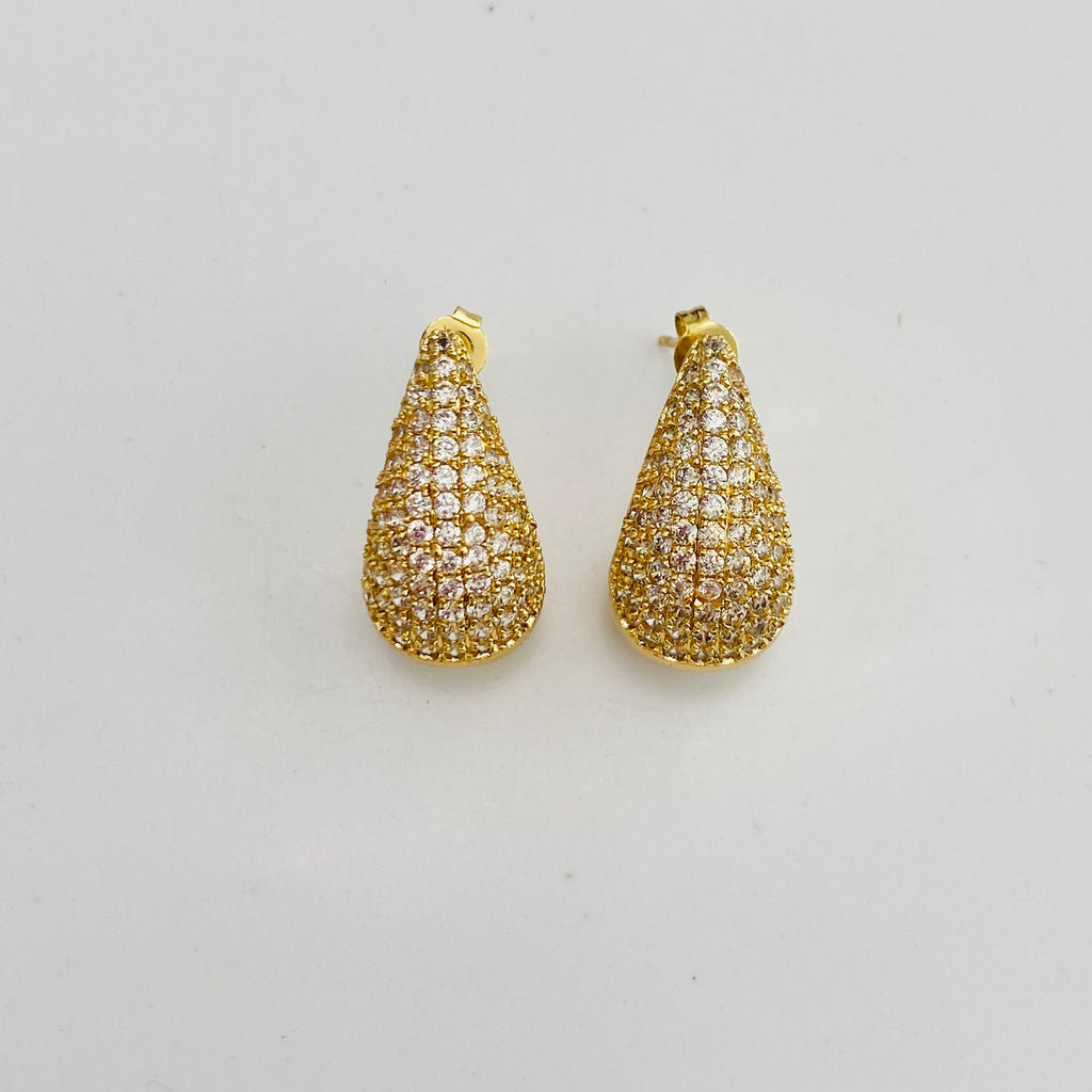 Pave Gold Teardrop Earrings